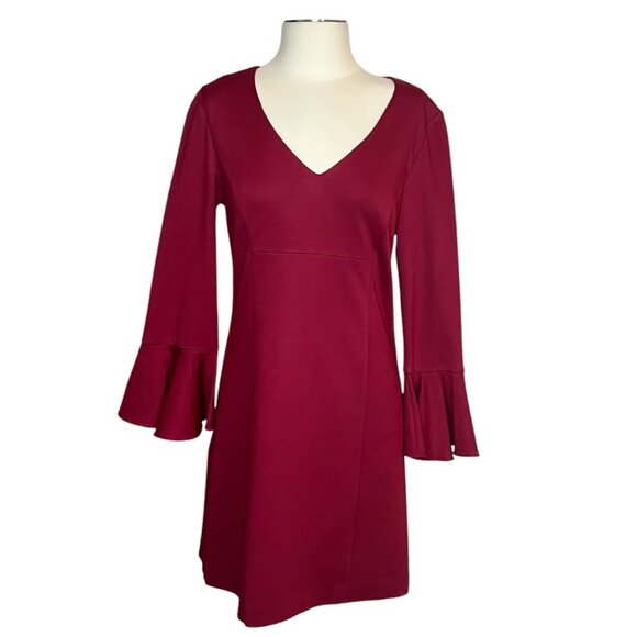 Trina Turk wine red bell sleeve knit dress size M/L NWT - Picture 2 of 12